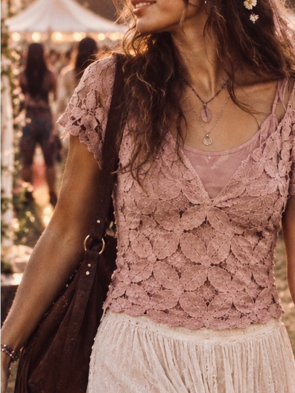 Pink floral lace Charlotte Russe top shirt fairy cottage coquette y2k boho